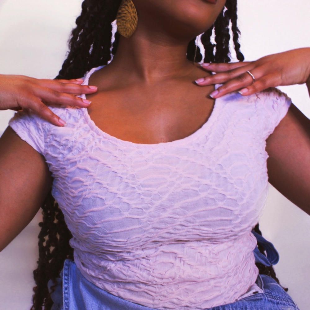 Light Pink Mesh Cap Sleeve Top